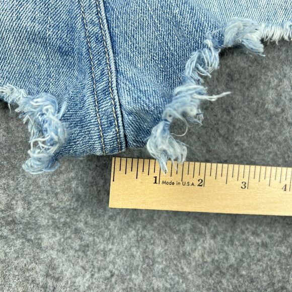 BDG Shorts Womens‎ 28 Blue Camo High Rise Dree Cheeky Frayed Cutoff Denim Jeans - Picture 12 of 13